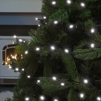 Instalatie de Craciun cu beculet in 6 colturi liniara, 8 jocuri de lumini, controler, 24 m din care 1 m cablu priza 220V, 300 LED, fir negru, alb rece