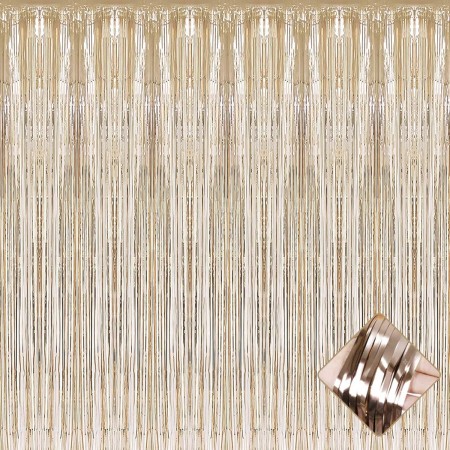 Perdea Franjurata, Flippy, Model Decor Petrecere, pentru Fundal de Poze, Amenajare Colorata a Petrecerii, Dimensiune 100x200 cm, Gold Sampanie