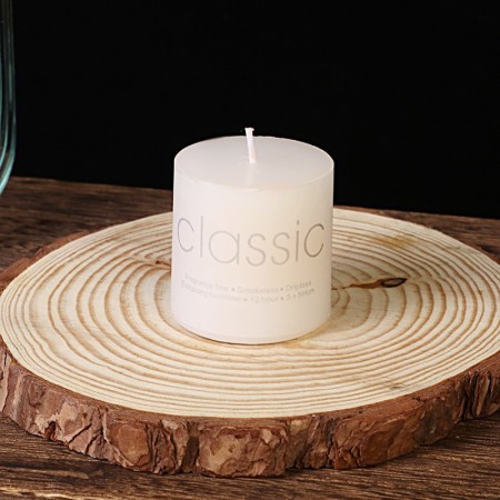 Lumanare Decorativa, Flippy, din Parafina, Cilindrica, Fara Fum si Fara Parfum, 5 x 5 cm, 90 g, Ardere 12h, Ivory Alb