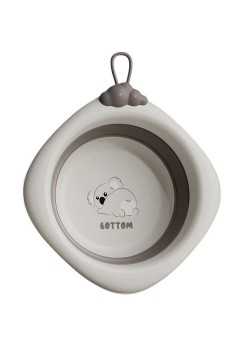 Cada Pliabila pentru Baie pentru Copii, Flippy, Cadita pentru Bebelusi, Model Romb Koala, Gri, 30x30x3.5 cm, 4L