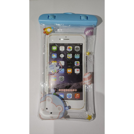 Husa subacvatica Fruity Waterproof Flippy, Snowproof, Universala, Impermeabila, cu Snur, pentru telefon sau documente, Model 1, Albastru deschis