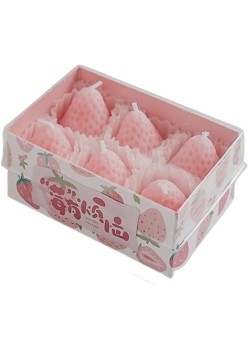 Set 6 Lumanari Parfumate, Flippy, Model Capsunici, Ardere 30 min, 78g, 6.3 x 9.3 x 3.8 cm, Roz