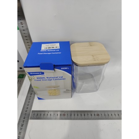 Cutie depozitare Alimente, Flippy, Bamboo Lid+PS, 10x10x14 cm, 200 g, 0.8L, Transparent maro