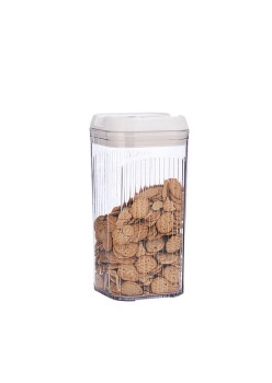 Cutie de Depozitare Alimente, Flippy, tip Container, 2.5L, 12.5x12.5x26 cm, Recipiente pentru Cereale in Bucatarie,  Transparente cu Capac Alb
