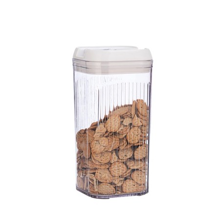 Cutie de Depozitare Alimente, Flippy, tip Container, 2.5L, 12.5x12.5x26 cm, Recipiente pentru Cereale in Bucatarie,  Transparente cu Capac Alb