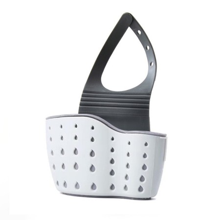 Organizator Chiuveta cu Scurgere – Suport Laveta si Burete, Albastru, Plastic Flexibil, Curea Reglabila, 15x21 cm