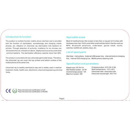 Sterilizator UV Alb pentru telefoane, cu functie difuzor aromatherapy si incarcare USB