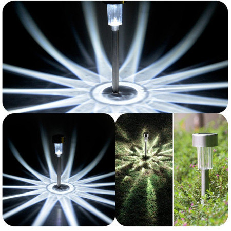 Lampă Solară LED pentru Grădină, Design Minimalist, Inox Rezistent, Iluminare Albă, 29 cm