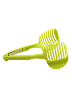 Ustenisla de bucatarie tip cleste pentru feliat fructe si legume Flippy, material ABS, 8 x 18.5 cm, verde