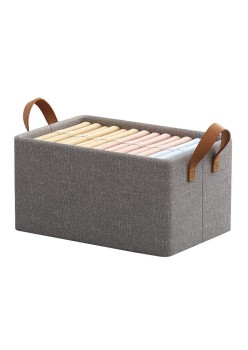 Cutie de Depozitare Tip Cos, Flippy, Material Textil, Pliabila, 47x28x20 cm, 35 l, Cadru Metalic, cu Manere, Maro