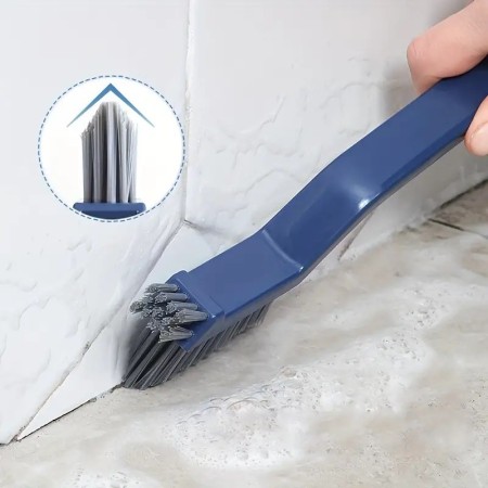 Perie 3in1 de Curatat Podele si Rosturi, Flippy, Lungime Maner 28 cm, Peri din PP, Otel si Plastic, Cleste pentru Scame si Par Inclus, Albastru