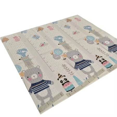 Covoras pentru Copii, Flippy, cu 2 Fete, Model Panda/Party, din XPE+PE, Impermeabil, Antiderapant, Protectie Termica, +3 Luni, Pliabil, 180 x 200 x 1 cm, Multicolor