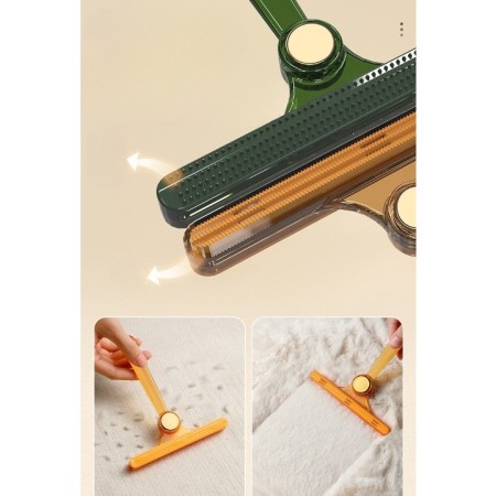 Perie de Indepartare a Scamelor, Flippy, pentru Haine si Par de Animale, cu Doua Fete, Manual, Multifunctional, 12x14.5 cm, Accesoriu pentru Casa, Portocaliu