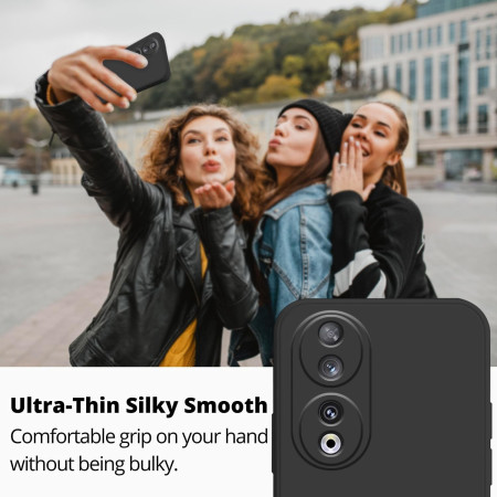 Husa de Protectie, Flippy, pentru Honor 90, Liquid Silicone, cu Microfibra pe Interior, Protectie Antisoc, Compatibil Incarcare Wireless, Negru