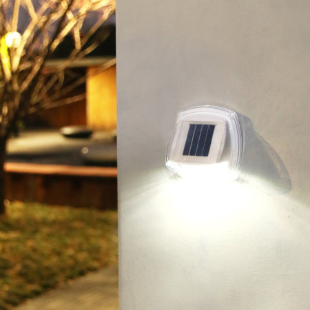 Lampa solara LED tip aplica pentru perete Flippy, 8.5 x 9 cm, 2V, ABS, 600mAh, rezistent la apa, material ABS, 8 LED-uri, alb rece