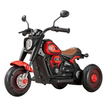 Tricicleta Electrica pentru Copii, Flippy, Tricicleta DUAL-DRIVE 380*2 Baterie 6V 4.5, Bluetooth, Telecomanda, Sistem Anti-Rasturnare, Sistem de Lumini si Sunet, 5+ Ani, 80 x 60 x 42 cm, Rosu Negru