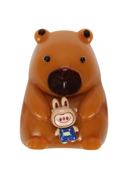 Jucarie Antistres Squishy, Flippy, cu Revenire Lenta, Model Urs, Ambalaj Transparent, 4.5 x 7.2 cm, Maro