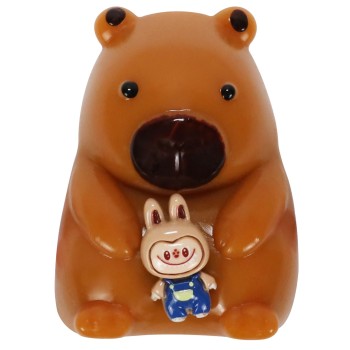Jucarie Antistres Squishy, Flippy, cu Revenire Lenta, Model Urs, Ambalaj Transparent, 4.5 x 7.2 cm, Maro