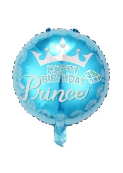 Balon din Folie Metalizata, Flippy, Figurine, Model Prince, Happy Birthday, Tematica Aniversare, 45 cm, Ambalaj Individual, Pai Inclus, Umflare cu Aer sau Heliu, Multicolor