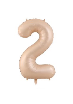 Balon din Folie Metalizata, Flippy, Figurina Cifra, Model 2, Tema Aniversare 100 cm, Ambalaj Individual, Pai Inclus, Umflare cu Aer sau Heliu, Crem