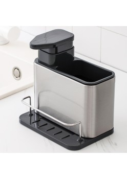 Dispenser Multifunctional, Flippy, pentru Detergent, Sapun, Dezinfectant, cu Suport pentru Ustensile, Negru