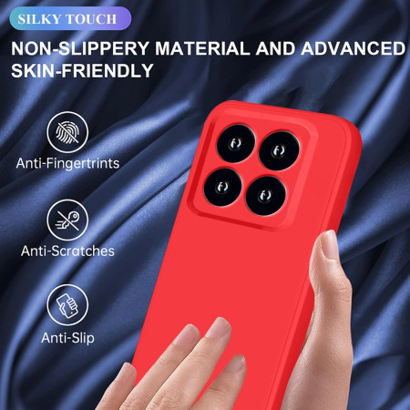 Husa de Protectie, Flippy, pentru Xiaomi 14, Liquid Silicone, cu Microfibra pe Interior, Protectie Antisoc, Compatibil Incarcare Wireless, Rosu