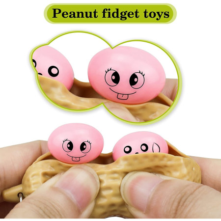 Breloc Antistres Peanut Fidget Toy – Jucarie Push Pop Portabila, Crem