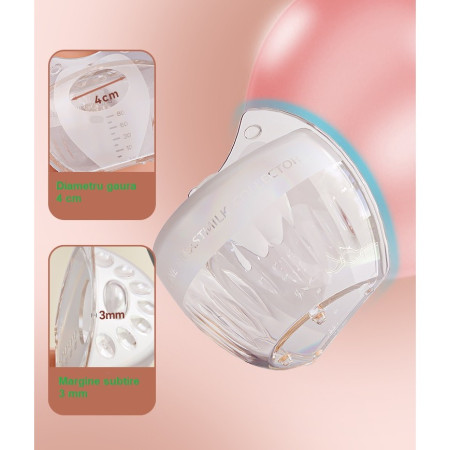 Colector lapte matern silicon alimentar, 80 ml, anti-debordare, confort mama, transparent