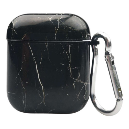 Husa AirPods cu Inel Prindere Marble Negru