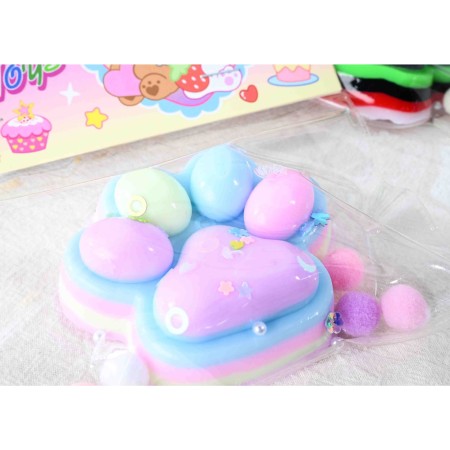 Jucarie Antistres Squishy, Flippy, cu Revenire Lenta, Labuta de Pisica Pufoasa, 7.5 cm, Ambalaj Transparent, Model 27053, Multicolor