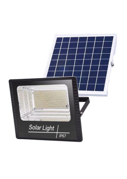 Proiector LED/Lampa solara de exterior Flippy, 22 cm x 27 cm, Rezistent la Apa IP67, cu Panou Solar, 248 LED SMD, 150 W, Senzor de lumina, Timer, cu Telecomanda, 2 moduri de iluminat, kit montaj inclus, Lumina Rece