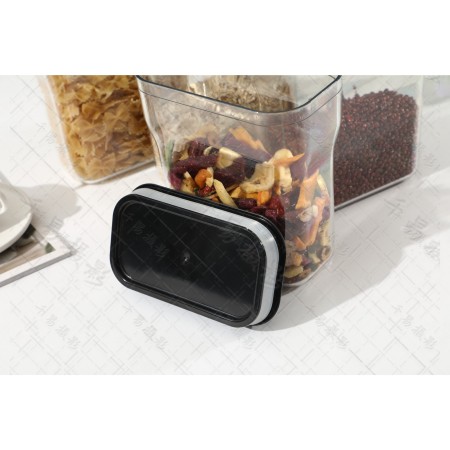 Cutie de Depozitare Alimente, Flippy, tip Container, 2000mL, Recipiente pentru Cereale in Bucatarie,  Transparente cu Capac Negru