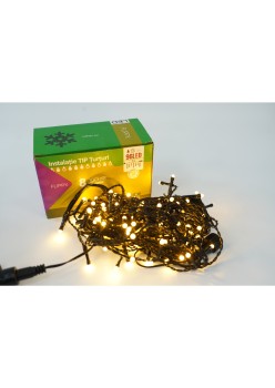 Instalatie de Craciun Flippy® Tip Turturi, 8 jocuri de lumini Sectiune 3 m, 96 LED-uri, Interconectabila, Fir Negru, Alb Cald