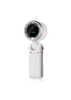 Mini Ventilator Portabil, Flippy, 5 Trepte de Viteza, Afisaj Digital, Incarcare USB, 5V, 2A, 5.95 x 5.2 x 17.2 cm, Alb