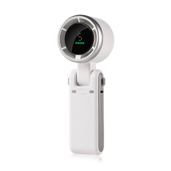 Mini Ventilator Portabil, Flippy, 5 Trepte de Viteza, Afisaj Digital, Incarcare USB, 5V, 2A, 5.95 x 5.2 x 17.2 cm, Alb