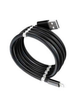 Cablu de incarcare rapida, Flippy, USB, compatibil Iphone, cu absorbtie magnetica, 1 m, negru