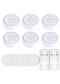 Set de 6 Lampi Led Flippy, Fara Fir, Cu Baterii, 3 Culori de Lumina, cu 2 Telecomenzi, din Plastic, Alb