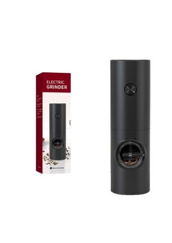 Rasnita Electrica pentru Cafea si Condimente, Flippy, Cutit de Macinare din Otel Inoxidabil, Incarcare cu Baterii, Optiuni Diferite de Macinare, Usor de Manevrat, 18x5.5cm, Negru