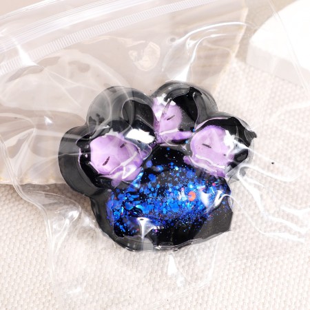 Jucarie Antistres Squishy, Flippy, cu Revenire Lenta, Model Cat Paw, 6.5 x 6 cm, din Tpr, 4-6 Ani, Model 5 Meduze, Negru cu Insertii