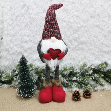 Figurina Decorativa, Pentru Craciun, Flippy, Spiridus, Omul Padurii Indragostit, Picioare Telescopice, Inaltime reglabila 42 - 52 cm, Rosu