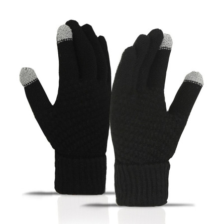 Manusi de Dama, Flippy, Functie Touchscreen (ecran tactil), Material Acril Tricotat, Manseta Elastica, Interior Catifelat, Marime Universala, Negru