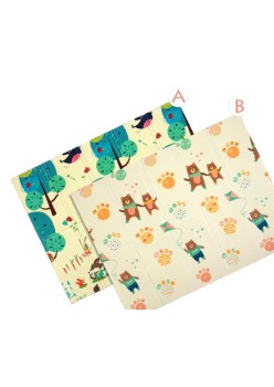 Covoras de joaca termic Zmeu/Ursi 150 x 200 x 1.5 cm, Pliabil, Impermeabil, Antiderapant, educativ si interactiv cu 2 fete, din XPE+PE, Protectie Termica, Multicolor