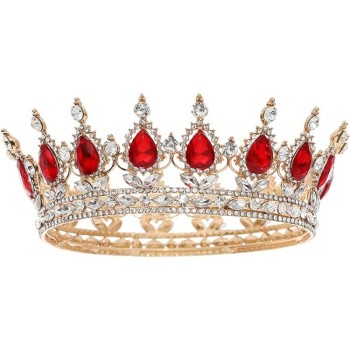Coronita de Printesa, Flippy, Accesorii Aniversare, Nunta, Petrecere, Gold-Rosu