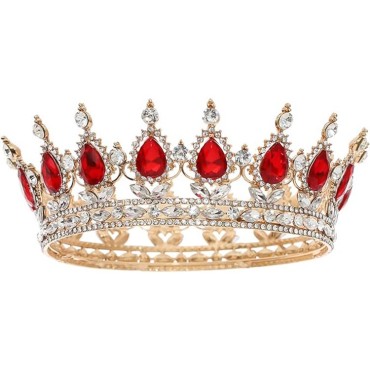 Coronita de Printesa, Flippy, Accesorii Aniversare, Nunta, Petrecere, Gold-Rosu