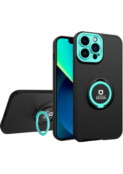 Husa Eagle Eye cu Stand pentru Apple iPhone 12 (6.1) Negru/Turcoaz, Suport Auto Magnetic, Protectie Antisoc, Flippy