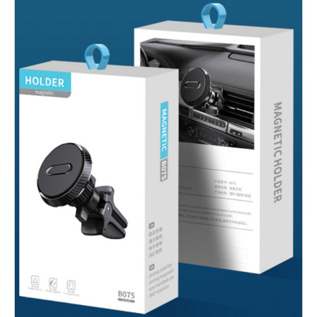Suport Auto Magnetic Flippy 360 grade cu prindere de grila de aerisire, 50 mm, Ajustabil, 4 Magneti  incorporati, Negru