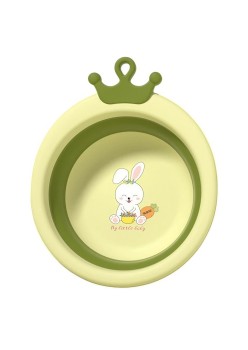Cada Pliabila pentru Baie pentru Copii, Flippy, Cadita pentru Bebelusi, Model Rotund cu Iepuras, Verde, 30x31x3.5 cm, 3.3 L