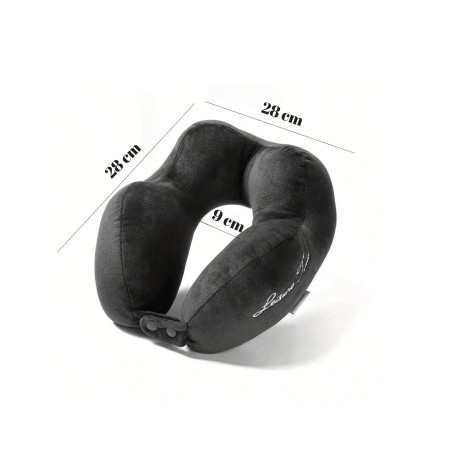 Pernă de Călătorie pentru Gât, Bumbac Moale, Suport Anatomic cu 4 Zone de Susținere, Ajustabilă, Gri