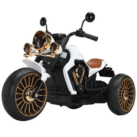 Tricicleta Electrica pentru Copii, Flippy, cu 2 Acumulatoare 380*2, 6V 4.5, Telecomanda, Bluetooth, Sistem Anti-Rasturnare, Sistem de Lumini si Sunet, 6-8 Ani, 93 x 48 x 63 cm, Alb Negru