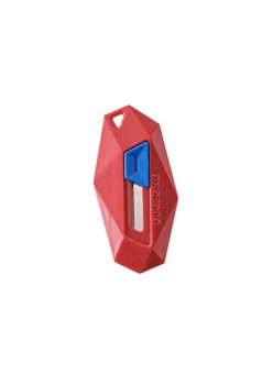 Cutter Compact pentru Cutii, Tip Breloc, Vârf Rotunjit și Zimtat, Design Ergonomic, 6.5x3.5 cm, Roșu